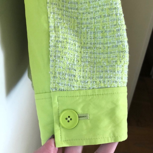 T Tahari tweed& linen blazer in citrus green color - Picture 8 of 16